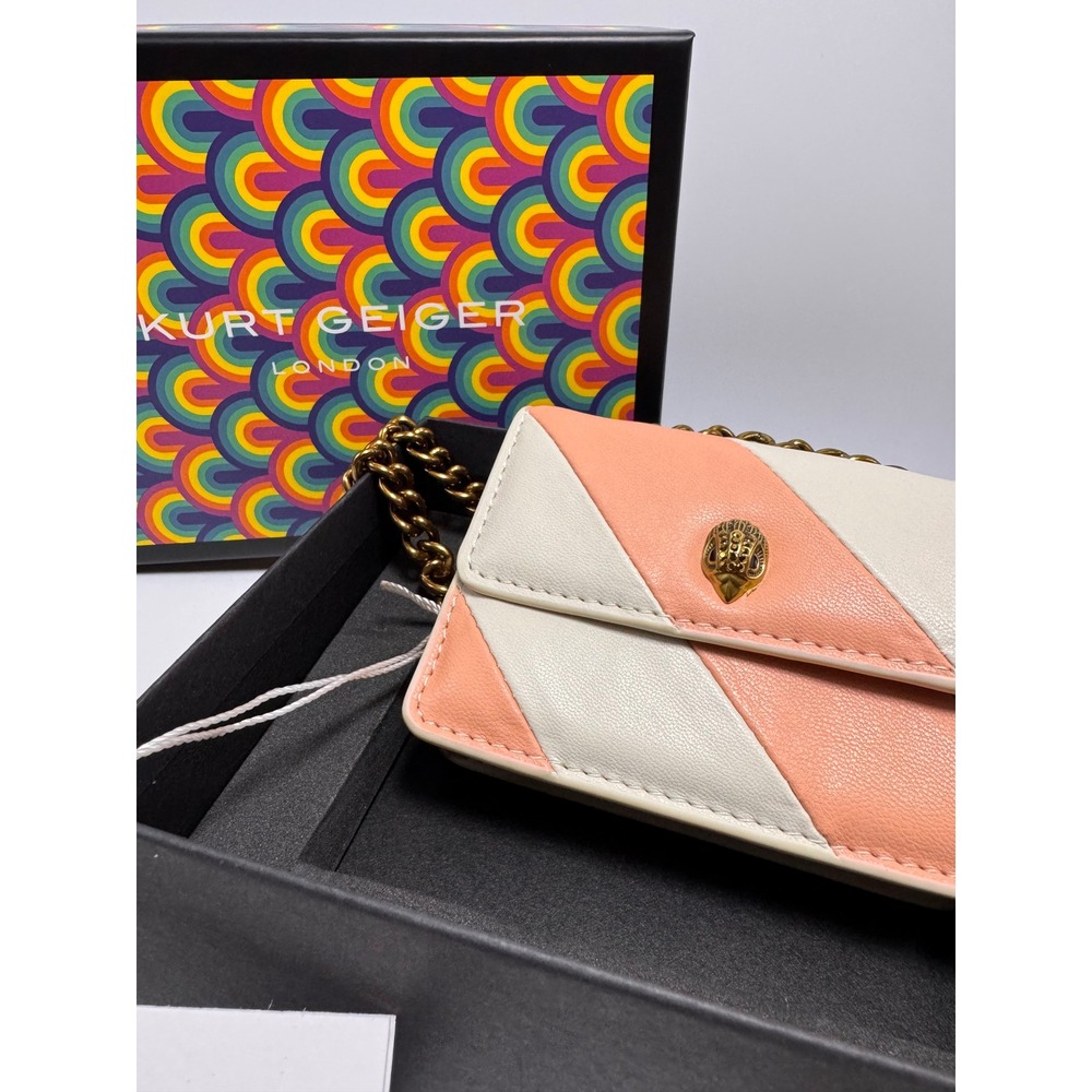 Kurt Geiger London Micro Kensington Leather Crossbody Bag Peach Cream NWOT - Picture 3 of 8